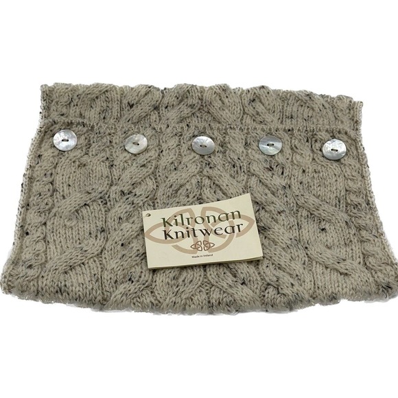 Kilronam Knitwear Snood Scarf Chunky Woven Beige Cream 100% Pure Wool Ireland - Picture 1 of 7